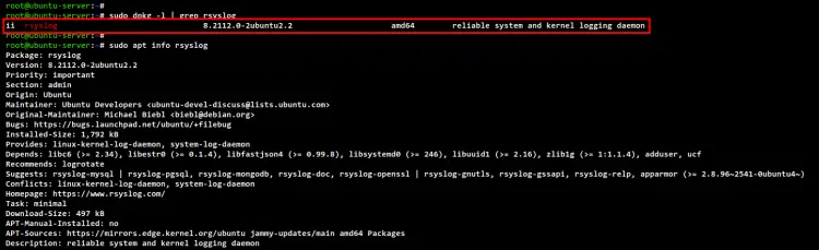 check rsyslog package