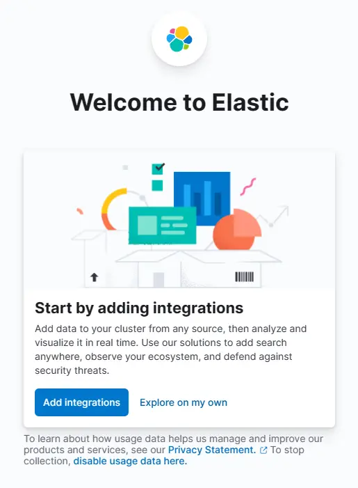 Kibana Welcome Page