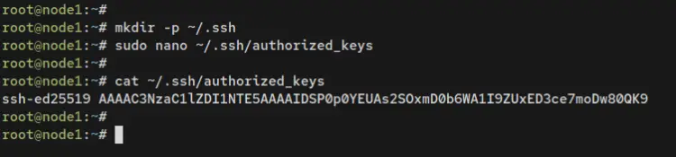 add SSH key to node