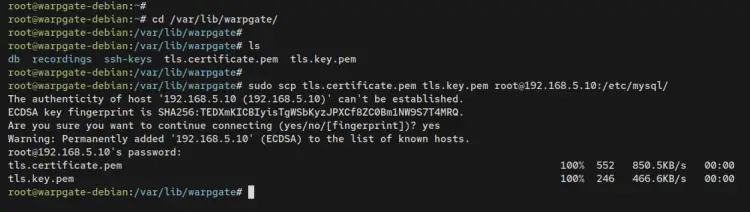 copy tls certificates to mariadb client