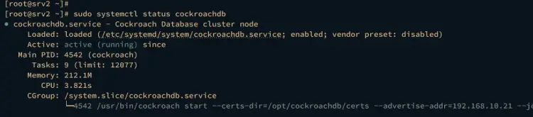 cockroachdb service status srv2