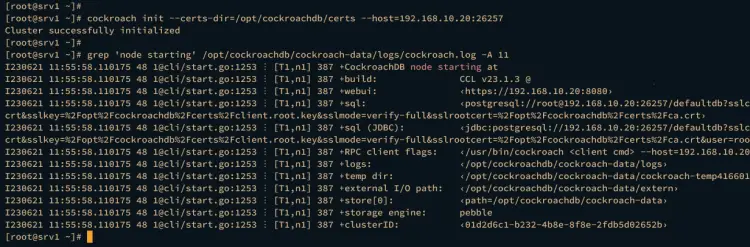 initializing cockroachdb cluster