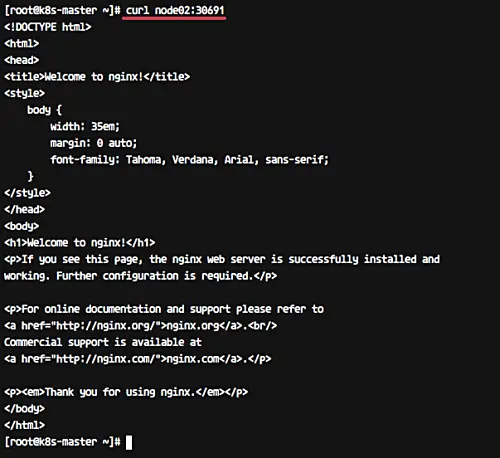 Test node 2 with curl