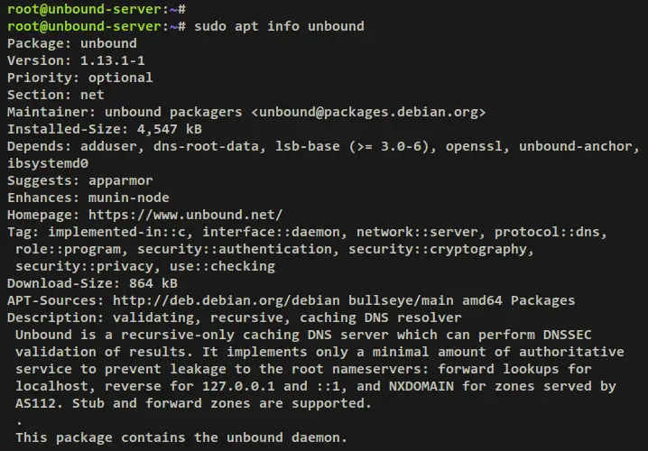 check unbound package