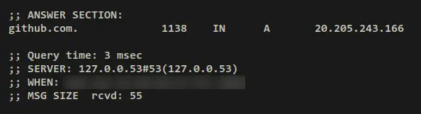 cached dns query