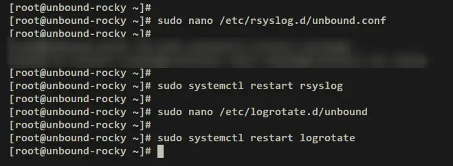 setup unbound log via rsyslog and logrotate