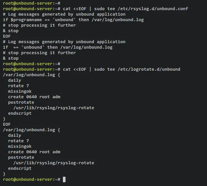 setup logging unbound