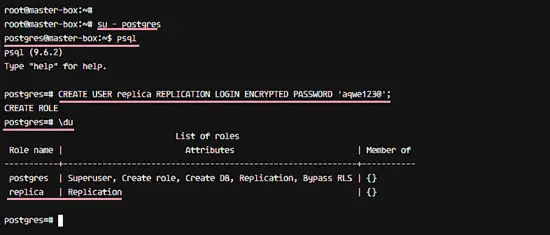 Create postgres replication user