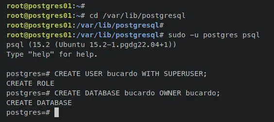 create database user bucardo