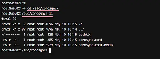 Corosync configuration on web02 node