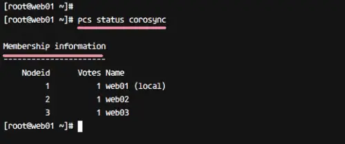 Corosync status