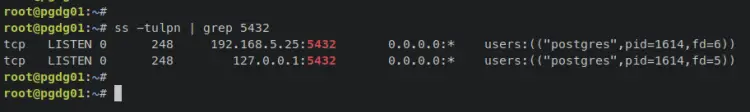 verify postgresql running ip