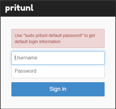 Pritunl Login Screen