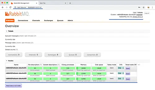 RabbitMQ dashboard