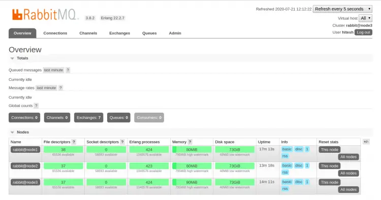 RabbitMQ Dashboard