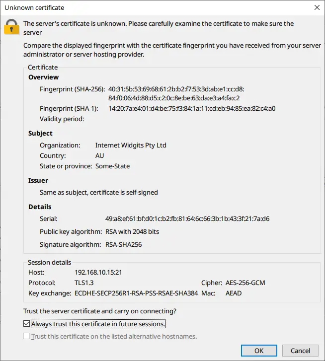 accept certificates