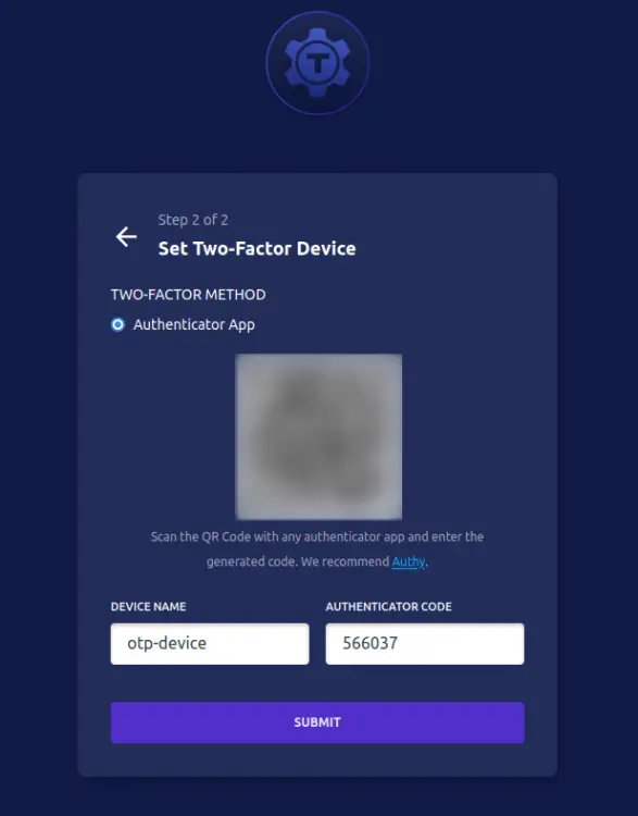 setup 2fa user