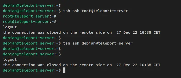 ssh via teleport