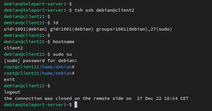 connect via tsh
