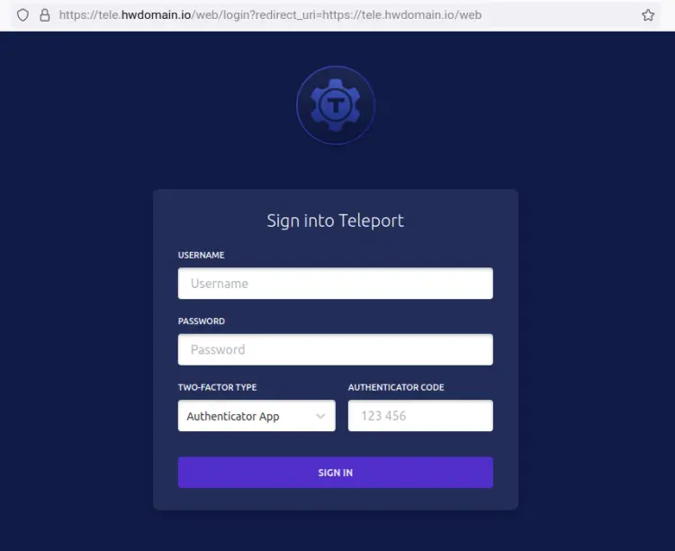 teleport login page