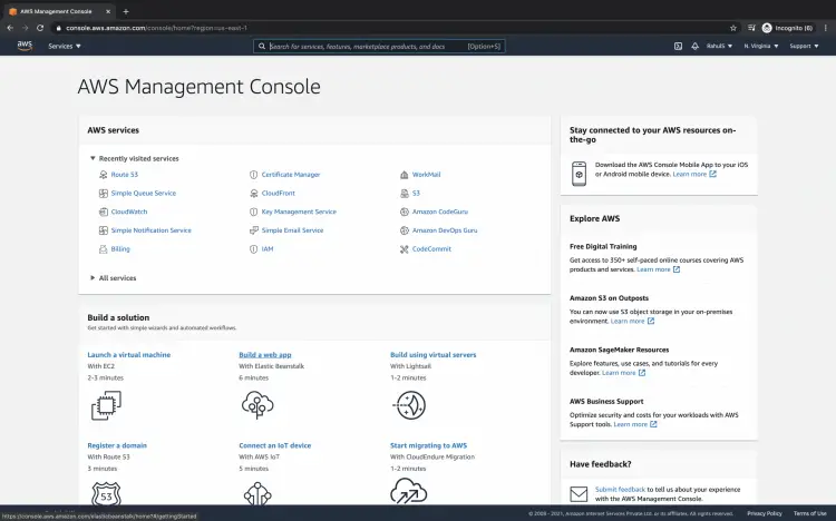 AWS Main Console