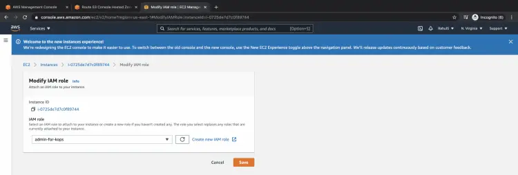 Attach the IAM role to the EC2 instance