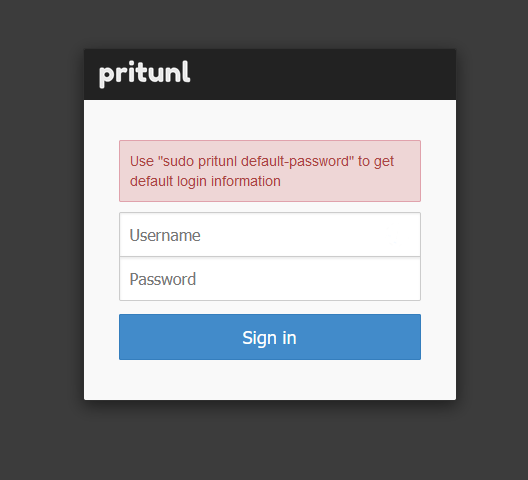 Sign-in to Pritunl