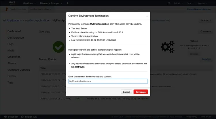 Confirm Environment termination