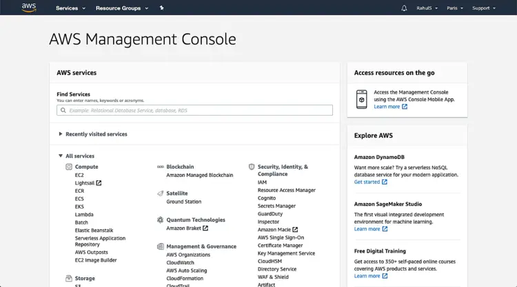 AWS Management console