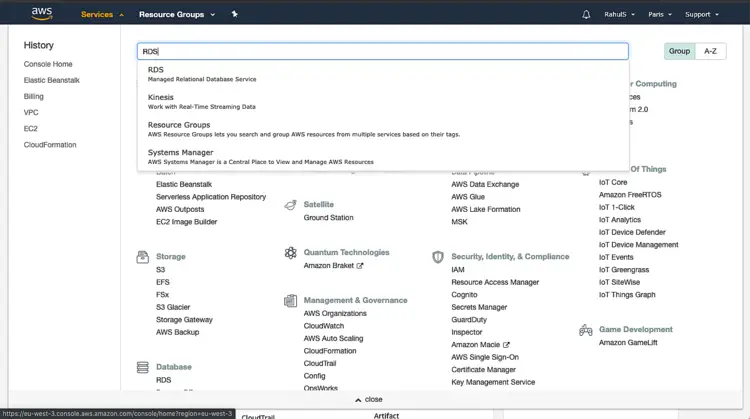 Create MySQL RDS instance