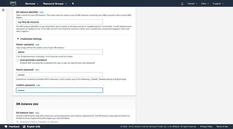 DB instance identifier