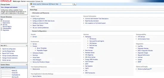 Oracle weblogic dashboard