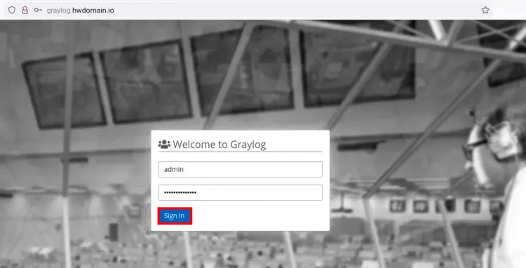 graylog login page