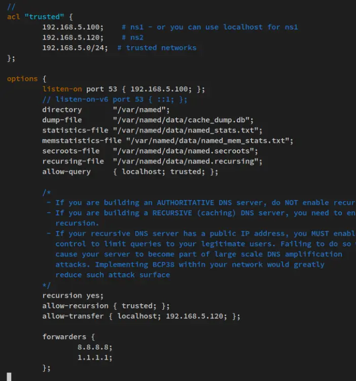 named.conf file