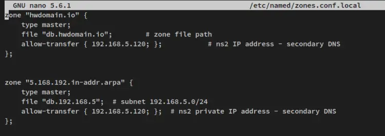 zones list