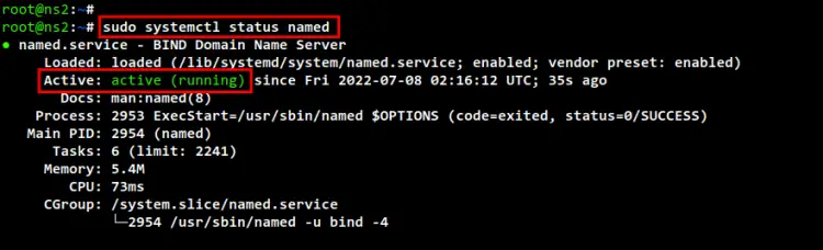check named status secondary dns