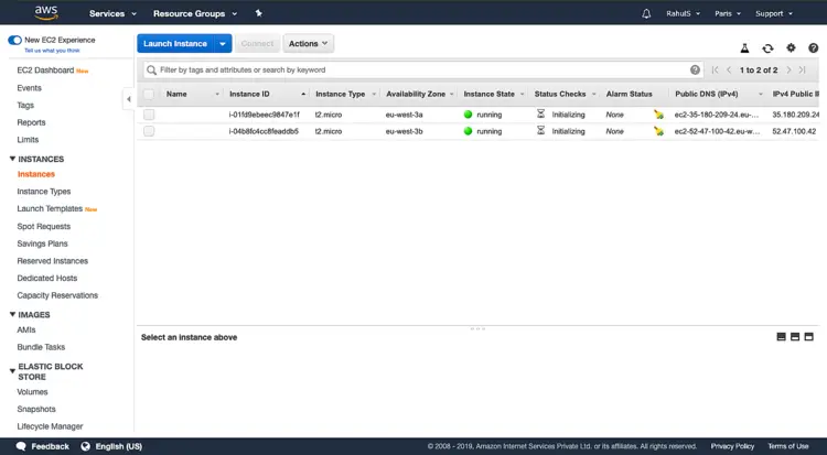 Instance state and number of instances