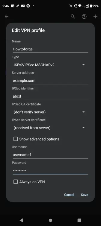 strongSwan Android Configuration