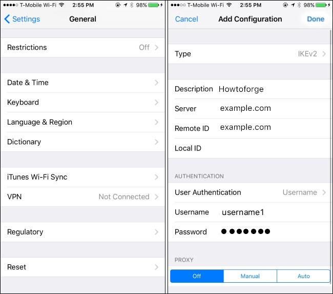 strongSwan iOS VPN Settings