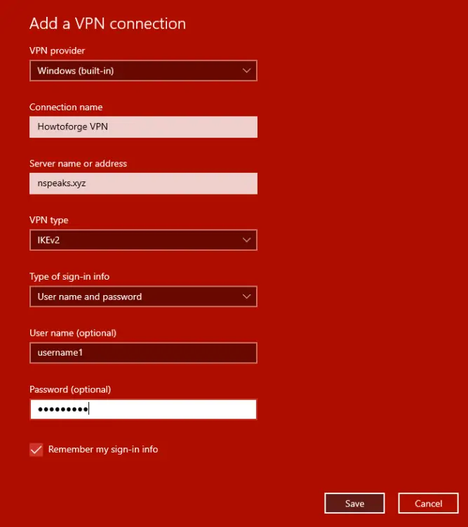 Windows VPN Configuration for strongSwan