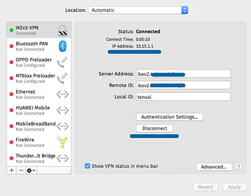 New IKEv2 VPN connection has been created