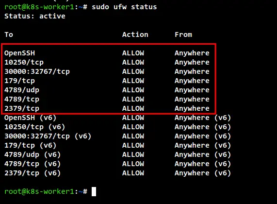 ufw firewall worker node