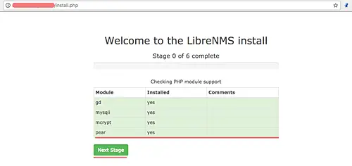 LibreNMS web based installer