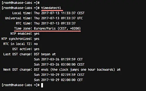 use timedatectl command