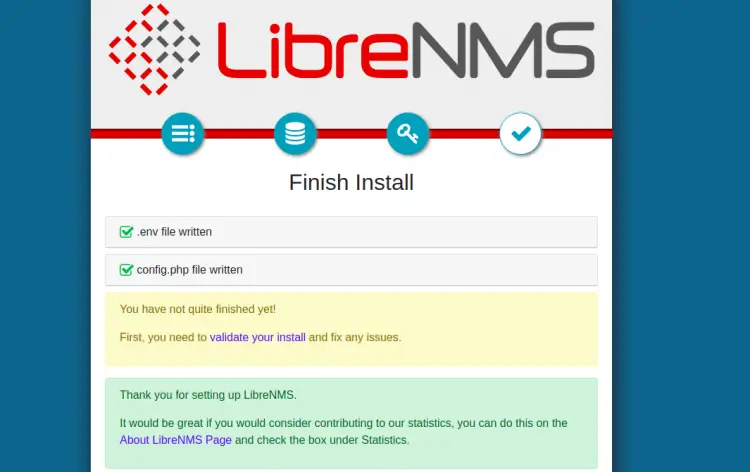 Finish installation