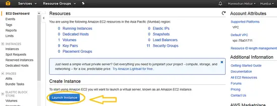 Launch the EC2 instance