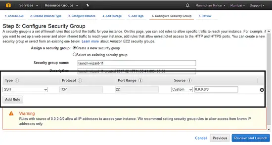 Configure AWS server