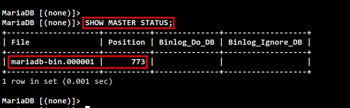 check master status on master2