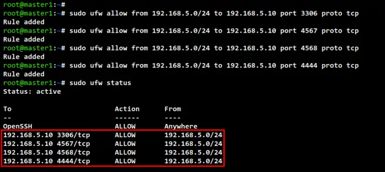 secure mariadb with ufw