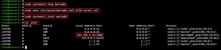 configure mariadb master1